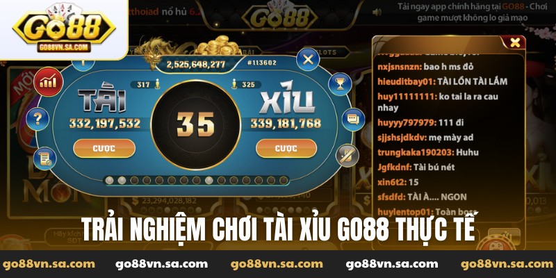 Trải nghiệm chơi tài xỉu Go88 thực tế